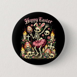 Hoppy easter gothic skeleton bunny funny dark 6 cm round badge