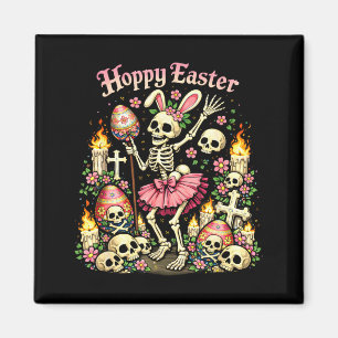 Hoppy easter gothic skeleton bunny funny dark magnet