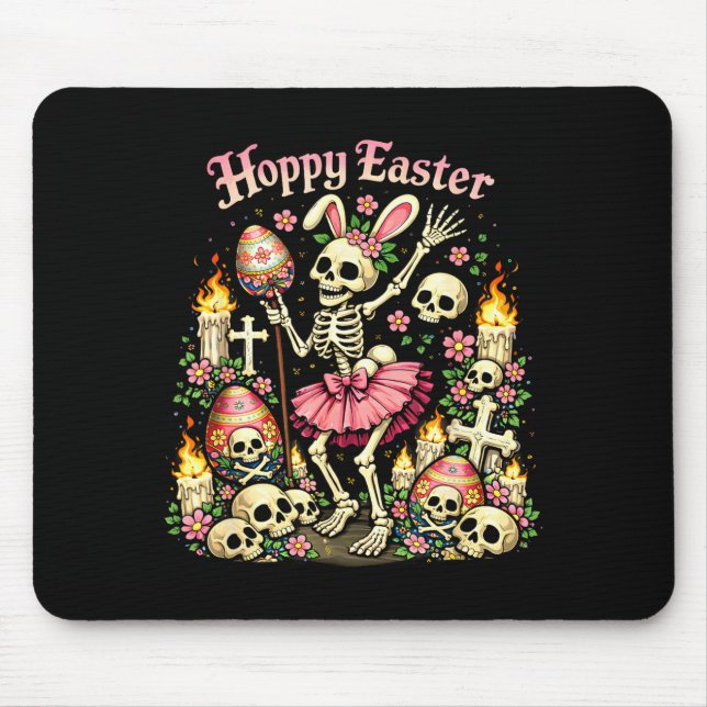 Hoppy easter gothic skeleton bunny funny dark mouse pad (Front)