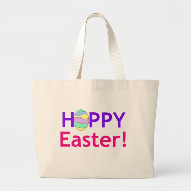 Hoppy Easter Large Tote Bag (Front)