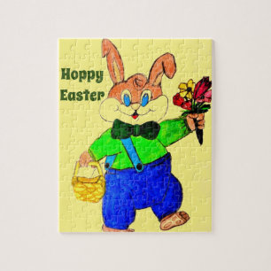 HOPPY EASTER MARCHING EASTER BUNNY JIGSAW PUZZLE
