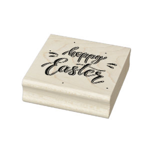 Hoppy Easter Modern Typography Holidays Rubber Stamp
