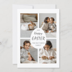 Hoppy Easter Multi-Photo Card. White Egg and Back. Holiday Card