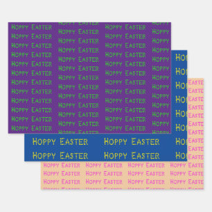 Hoppy Easter Neon Trio Wrapping Paper Sheet
