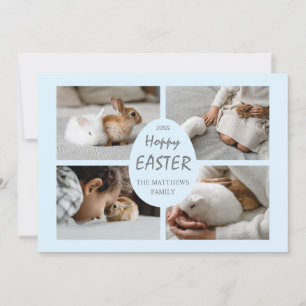Hoppy Easter Photo Card. Light Blue Background. Holiday Card
