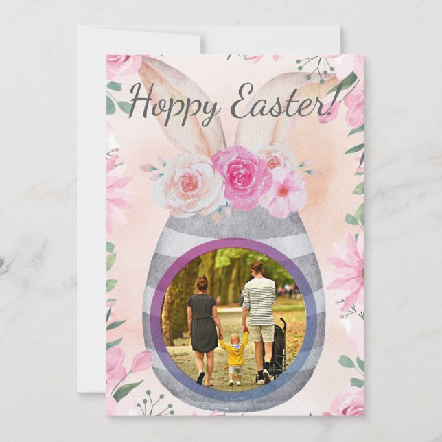 Hoppy Easter photo in grey egg Invitation (Front)