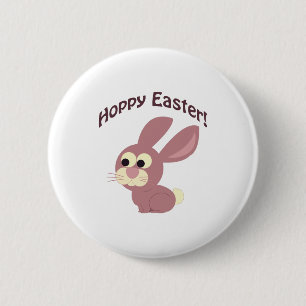 Hoppy Easter Pink Bunny 6 Cm Round Badge