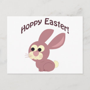 Hoppy Easter Pink Bunny Holiday Postcard