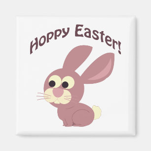 Hoppy Easter Pink Bunny Magnet