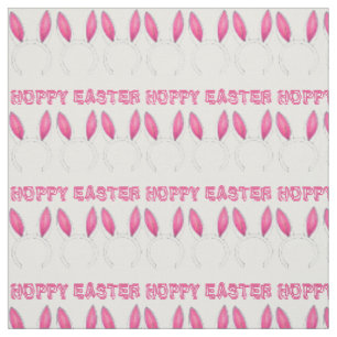 Hoppy Easter Pink Bunny Rabbit Ears Springtime Fabric
