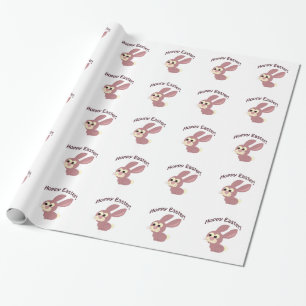 Hoppy Easter Pink Bunny Wrapping Paper