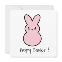 Hoppy Easter Pink Cute bunny card 