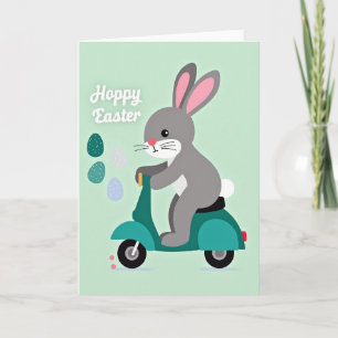 Hoppy Easter Rabbit Scooter Card