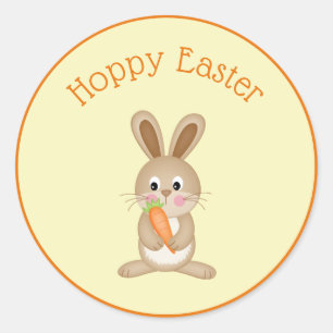 Hoppy Easter Rabbit with Carrot Classic Round Sticker