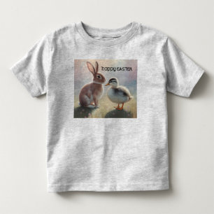 Hoppy easter shirt with baby duck and bunny