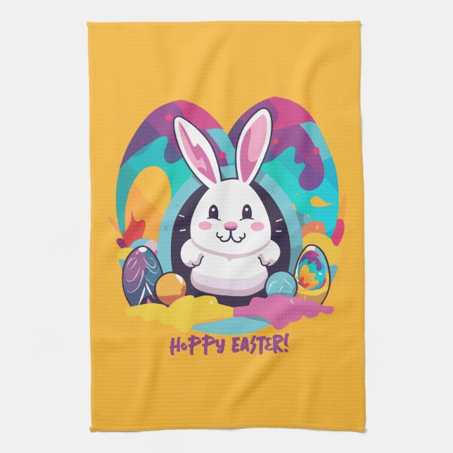 Hoppy Easter! Tea Towel (Vertical)