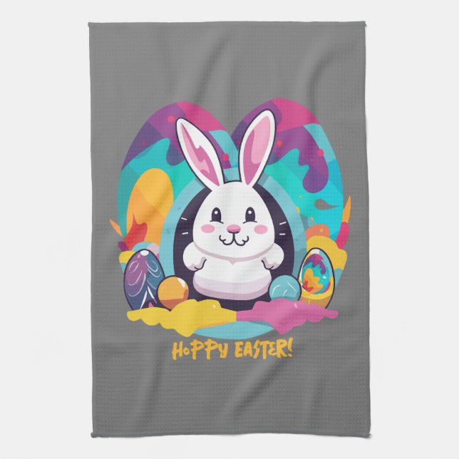Hoppy Easter! Tea Towel (Vertical)