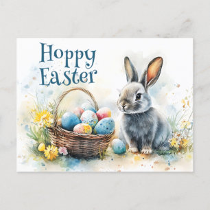 Hoppy Easter Watercolor Holiday Postcard