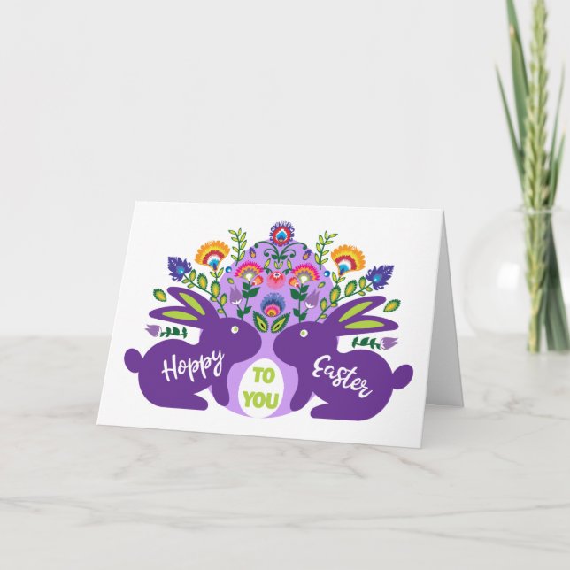 Hoppy Folklore Easter To You Custom Text Card (Front)