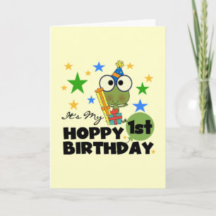 Hoppy Frog 1st Birthday T shirts and Gifts Card