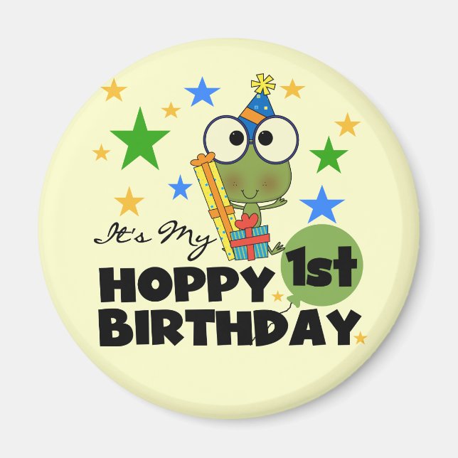 Hoppy Frog 1st Birthday T shirts and Gifts Magnet (Front)
