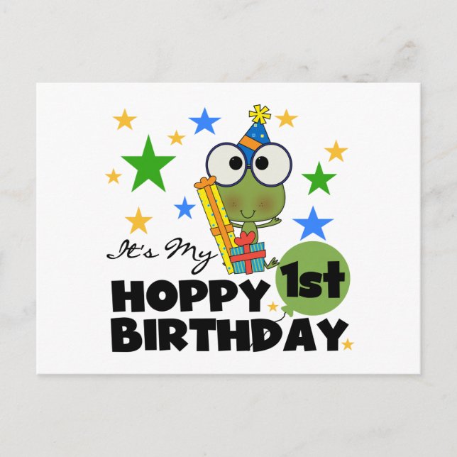 Hoppy Frog 1st Birthday T shirts and Gifts Postcard (Front)