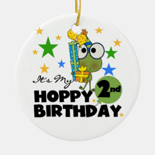Hoppy Frog 2nd Birthday T-shirts and Gifts Ceramic Ornament