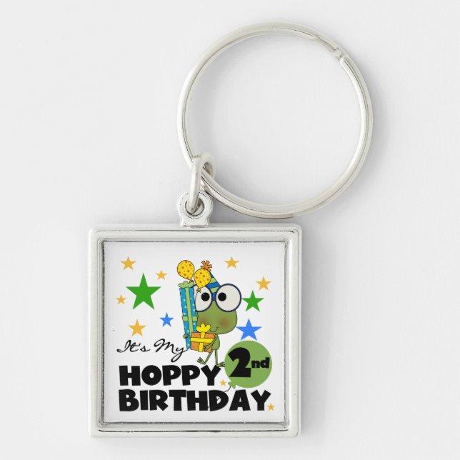Hoppy Frog 2nd Birthday T-shirts and Gifts Key Ring (Front)
