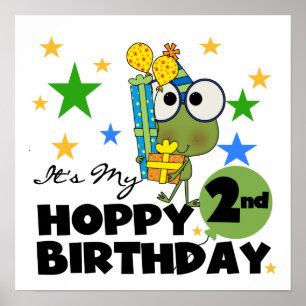 Hoppy Frog 2nd Birthday T-shirts and Gifts Poster
