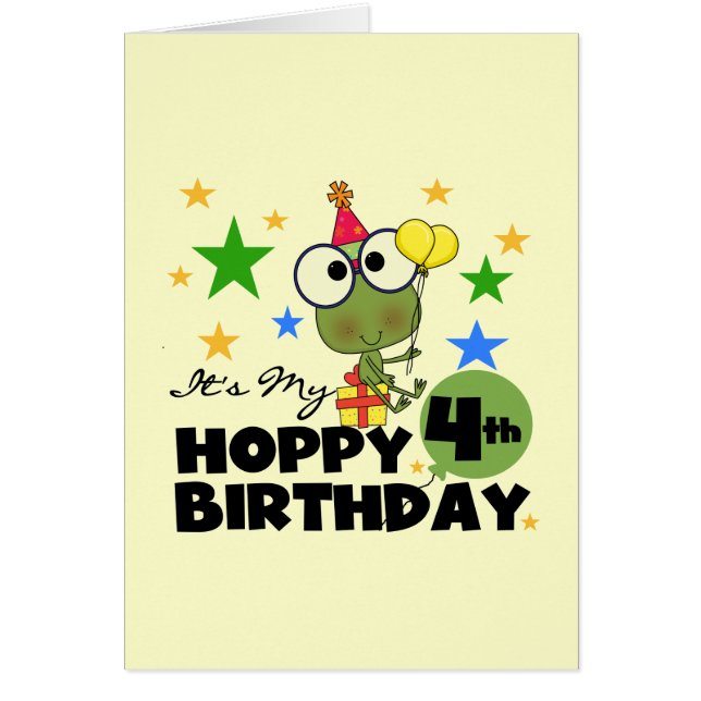 Hoppy Frog 4th Birthday T-shirts and Gifts (Front)