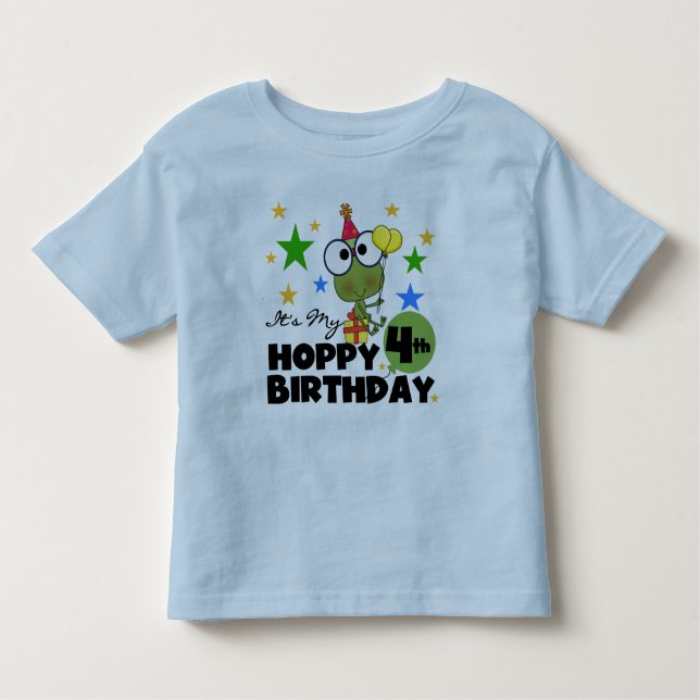 Hoppy Frog 4th Birthday T-shirts and Gifts (Front)