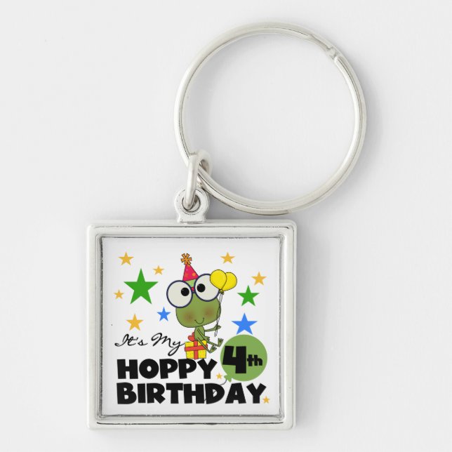 Hoppy Frog 4th Birthday T-shirts and Gifts Key Ring (Front)