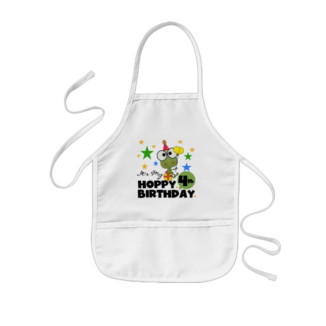 Hoppy Frog 4th Birthday T-shirts and Gifts Kids Apron (Front)
