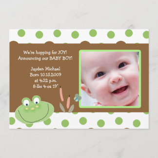 HOPPY FROG Baby Photo birth Announcement