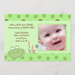 HOPPY FROG Baby Photo birth Announcement