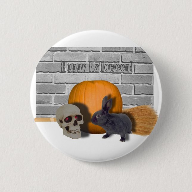 hoppy halloween 6 cm round badge (Front)