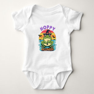 Hoppy Halloween, Adorable Cute Cartoon Frog Baby Bodysuit