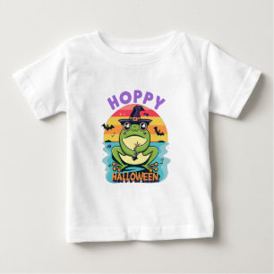 Hoppy Halloween, Adorable Cute Cartoon Frog Baby T-Shirt