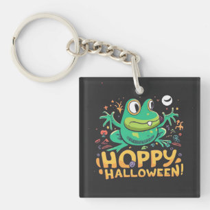 Hoppy Halloween, Adorable Cute Cartoon Frog Key Ring