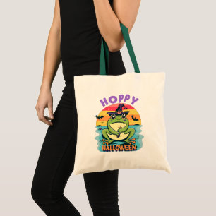 Hoppy Halloween, Adorable Cute Cartoon Frog Tote Bag