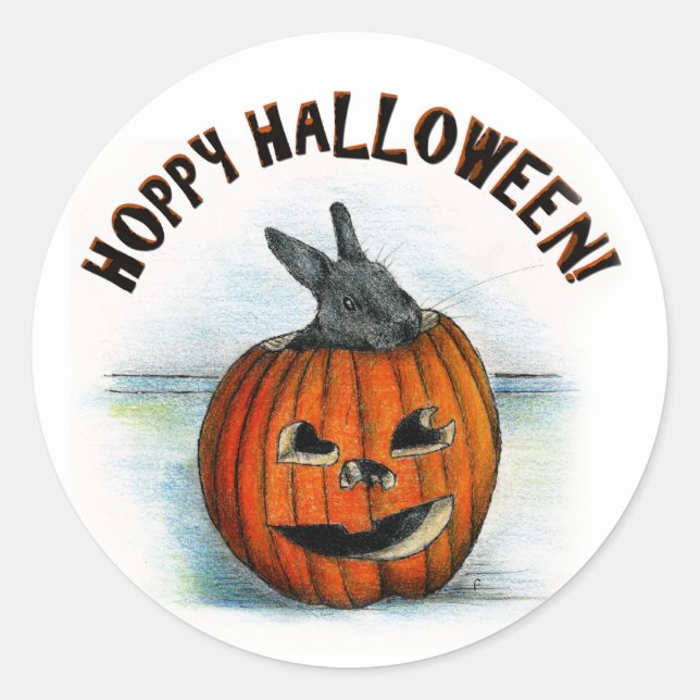 HOPPY HALLOWEEN! CLASSIC ROUND STICKER (Front)