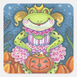 HOPPY HALLOWEEN FROG STICKERS SHEET Square