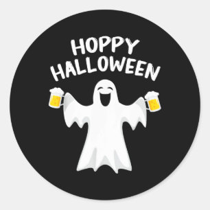 Hoppy Halloween Fun Halloween Cute Ghost Beer Drin Classic Round Sticker