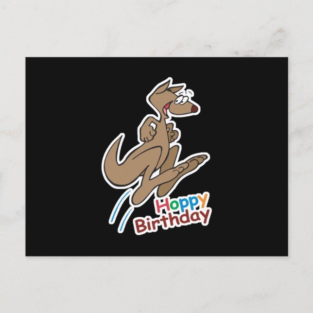 hoppy happy birthday kangaroo postcard (Front)