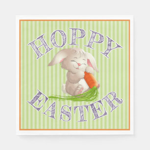 Hoppy Happy Easter Bunny Stripes Pattern Napkin