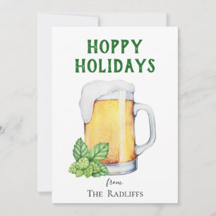 Hoppy Holidays Beer Mug Flat Holiday Card