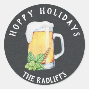 Hoppy Holidays Beer Mug Personalised Sticker