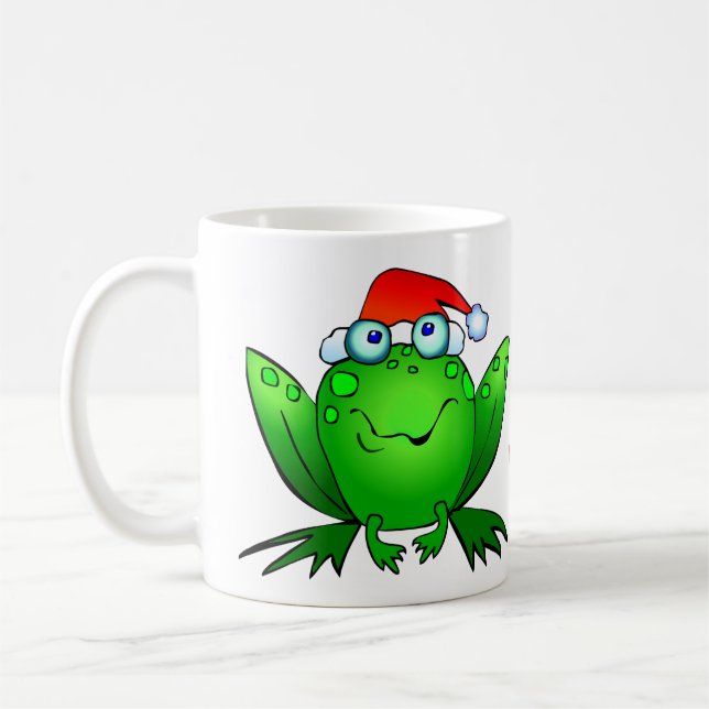 Hoppy Holidays Cartoon Frog Mug (Left)