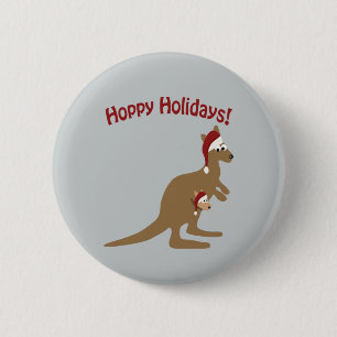 Hoppy Holidays! christmas Kangaroo 6 Cm Round Badge