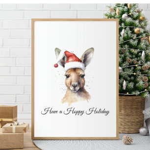 Hoppy Holidays, Christmas Kangaroo custom Poster